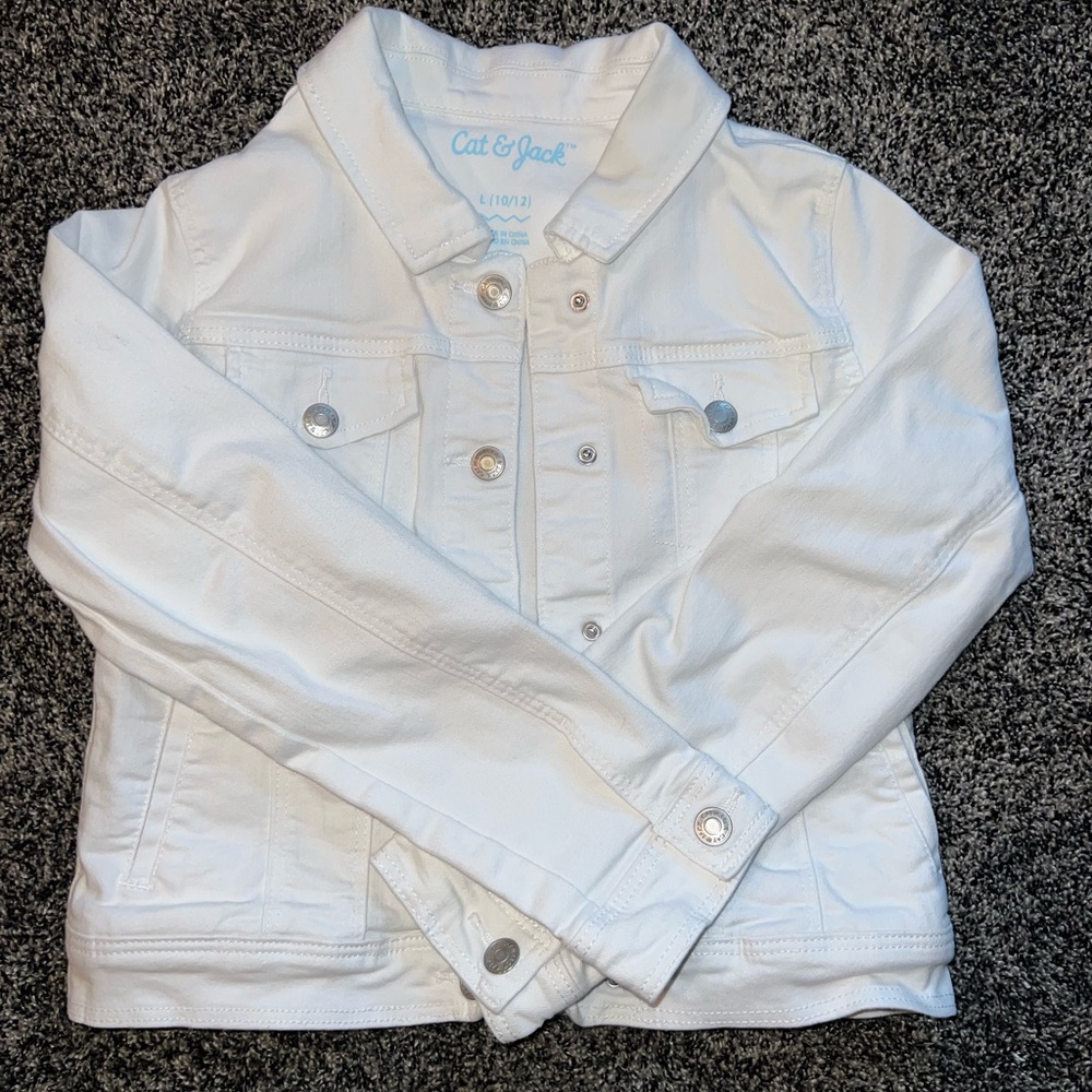 Girls 10/12 white cat&jack jean jacket